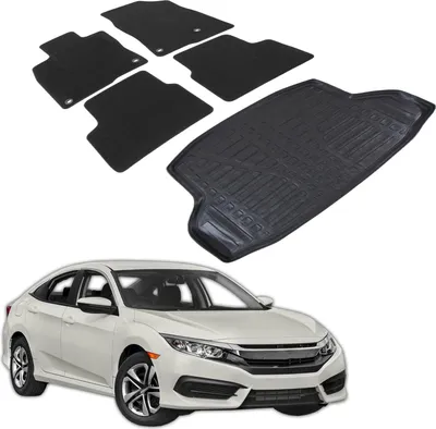 Produktbild von Kofferraumwanne Fußmatten Set Für Honda Civic 2016-2021 4 Türer Stufenheck