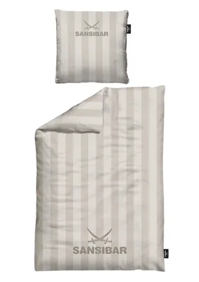 Produktbild von Bettwäsche Sansibar Bettwäsche “Modern Stripe” 100% Baumwolle, 155 x 220 cm, edel und hochwertig, weich, hautfreundlich, pflegeleicht in Taupe