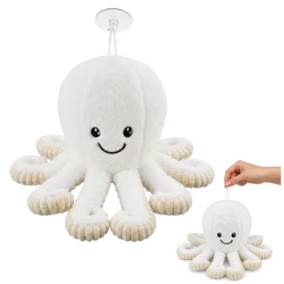 Produktbild von Plüsch-Oktopus mit Saugnapf, weiß, 16 cm