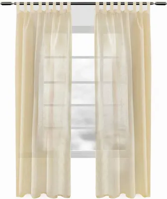 Produktbild von 2er-Set transparente Schlaufenvorhänge in Leinenoptik | Sand | 140x245 cm