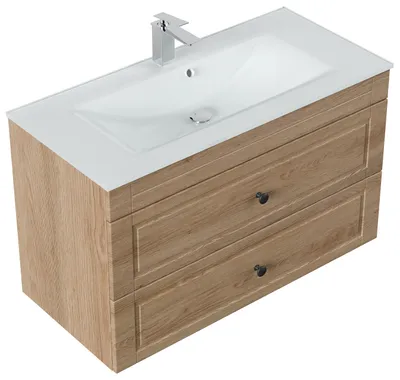 Produktbild von Badmöbel Vitro 1000 Cottage Glaswaschbecken SoftClose eiche hell : Eiche hell Varianten: Eiche hell