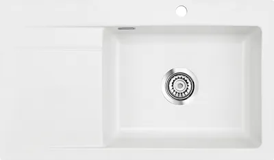 Produktbild von Spüle KeraDomo STEMA 86 SL in POLAR Becken rechts mit Handbetätigung / Systemceram