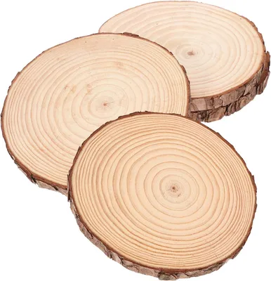 Produktbild von 4 rustikale runde Trittsteine in Holzscheibenoptik für Garten und Hof mit rutschfester Maserung zur einfachen Gestaltung von Wegen