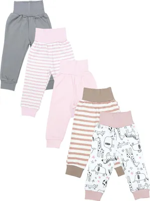 Produktbild von TupTam Unisex Baby Lange Pumphose 5er Pack, Farbe: Streifen Pink Beige Tiere Rosa, Größe: 68
