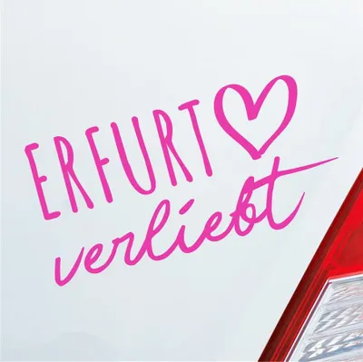 Produktbild von Auto Aufkleber Erfurt verliebt Herz Stadt Heimat Liebe Car 19x10 cm Pink Sticker Heckscheibenaufkleber