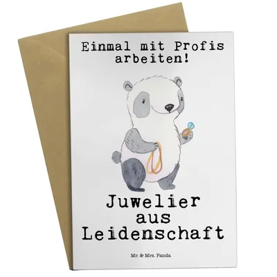 Produktbild von Mr. & Mrs. Panda Grußkarte Juwelier Leidenschaft - Weiß - Geschenk, Goldschmied, einladungskarten, vatertagskarte, Klappkarte, Witzig, weihnachtskarten, Lustig