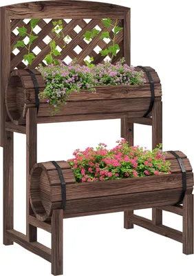 Zdjęcie produktu dla Podwyższony kwietnik z kratką na rośliny - Podwyższony kwietnik do ogrodu - Idealny na patio, balkon i do ogrodu