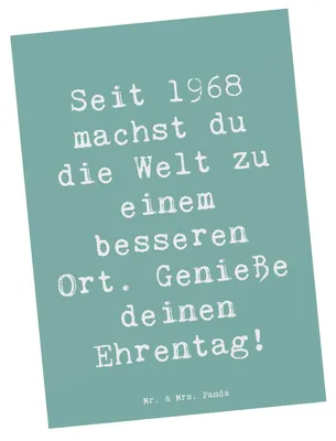 Produktbild von Mr. & Mrs. Panda Fotokarte Spruch 1968 Geburtstag - Meeresbrise - Geschenk, Kunstkarten, Jubiläum, Postkarten, Ansichtskarte, besondere Menschen feiern, Happy Birthday