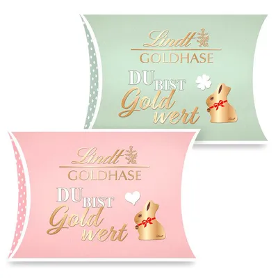 Produktbild von Lindt Goldhase Du bist Gold wert Kissenpackung Vollmilchschokolade 43g