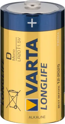 Immagine prodotto di Varta LR20/D (Mono) (4120) Batteria alcalina al manganese (alcalina), 1,5 V LR 20 VLL 2-BL (4120) Varta Longlife