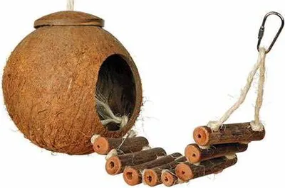 Zdjęcie produktu dla Kokosowy Domek - drabinka,  lub zabawka dla wszystkich papug