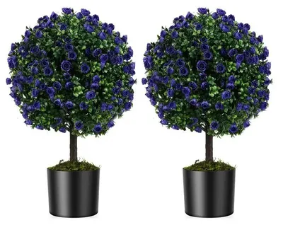 Produktbild von Set aus 2 künstlichen Buxus-Topiary-Bäumen 55 cm