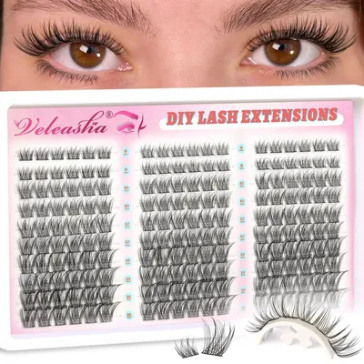 Obrázok produktu pre Riasy (predĺženie rias) Manga Lash, zoskupené riasy, dĺžka 8-16 mm, 180 kusov, tvar C, veľmi ľahké, ultra tenké pásiky
