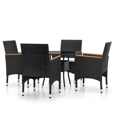 Image de vidaXL Ensemble de jardin 5 pièces Poly rotin noir