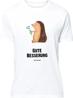 Produktbild von Mr. & Mrs. Panda Größe M T-Shirt Igel Blumen - Weiß - Geschenk, Krankheit, Krankenhaus, krank, Lustige Sprüche, Genesungswünsche, Herren, mit Spruch, Gute Besserung