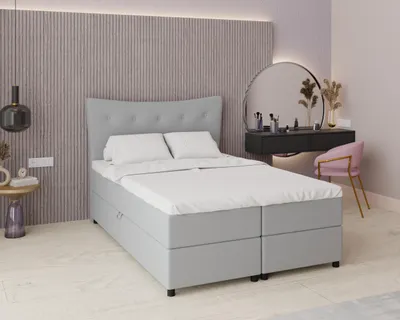 Produktbild von Boxspringbett, 140cm x 200cm, Grau, mit Bettkasten, Matratze und Topper, Doppelbett, NEVADA, Panda Möbel