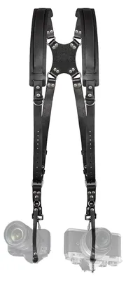 Imagen del producto de Correa para cámara ajustable, doble ajuste – Correa para cámara – Correa para el hombro – Arnés – Cuero – Adecuada para dos cámaras DSLR/SLR