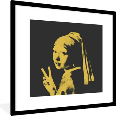 Produktbild von MuchoWow® MuchoWow® Gerahmtes Poster Mädchen mit Perlenohrring - Vermeer - Kunst 40x40 cm - Poster mit zchwarzem Bilderrahmen - Poster - Plakat im Rahmen