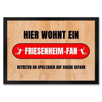 Produktbild von Hier wohnt ein Firesenheim-Fan Fußmatte in 35x50 cm mit Turnhallenboden Motiv