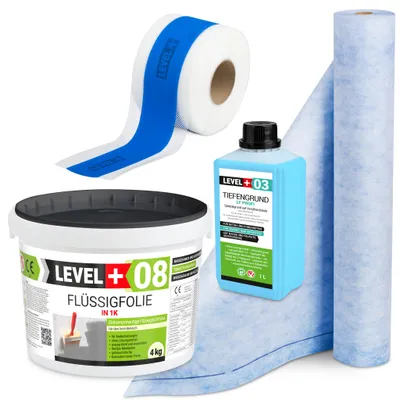 Produktbild von Abdichtung Dichtset Dichtband Flüssigfolie 4kg Dichtbahn 1m Tiefengrund SET313