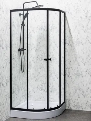 Zdjęcie produktu dla kabina prysznicowa Kerra Leo 80cm BLACK, z brodzikiem, czarna