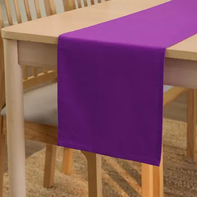 Obrázek produktu pro Běhoun na stůl Encasa XO, rozměr 32x230 cm | bavlněné plátno | jednobarevná fialová | omyvatelný a odolný