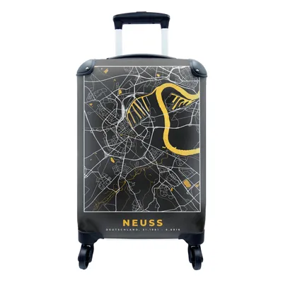 Produktbild von MuchoWow® Koffer Handgepäck Trolley Rollkoffer Kleine Reisekoffer mit 4 Rollen - Neuss - Stadtplan - Karte - Gold - Deutschland - Cabin Size < 55x40x23 cm & 55x40x20 cm - Fotokoffer - Kabinenkoffer - Boardgepäck - Reise-Box - Reisekoffer - Reisegepäck - Koffer mit Bild - Trolley für Kinder
