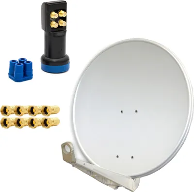 Produktbild von PremiumX DELUXE80 Sat Anlage 80 cm Alu Quad LNB LED 4 Teilnehmer FULLHD 3D