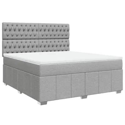 Produktbild von Boxspringbett mit Matratze Hellgrau 180x200 cm Stoff