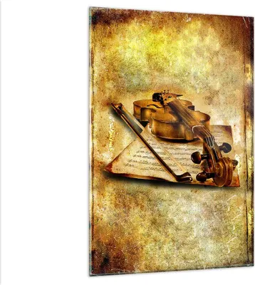 Produktbild von Bilder auf glas - Einteilig - Violine Instrument Notizen - 80x120cm - Glasbilder - Wandbilder - Bilder - Wanddekoration aus Glas - Glas Bilder - Wandbild auf Glas - GPA80x120-0524
