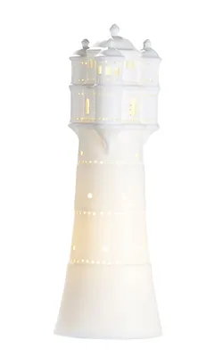 Immagine prodotto di Gilde Tischleuchte, Leuchtturm, Porzellan, weiß, VE 1, H. 35 cm, D. 12 cm 34083 4009079340839