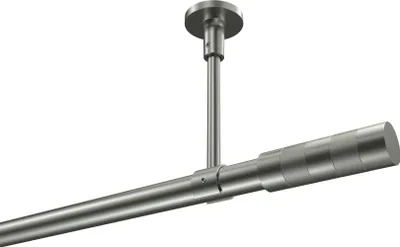Produktbild von Interdeco Gardinenstange / Vorhangstange Edelstahl-Optik, Typ Sonette Mavell (Zylinder Bicolor) ohne Ringe, Deckenmontage, 20 mm Ø 1-läufig, 360 cm