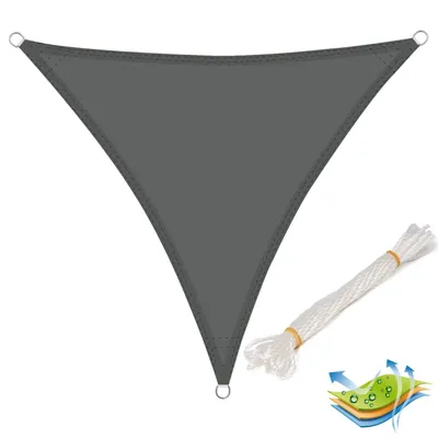 Produktbild von WOLTU Sonnensegel Dreieck 3x3x3m Grau wasserabweisend Sonnenschutz Polyester Windschutz mit UV Schutz für Garten Terrasse Camping