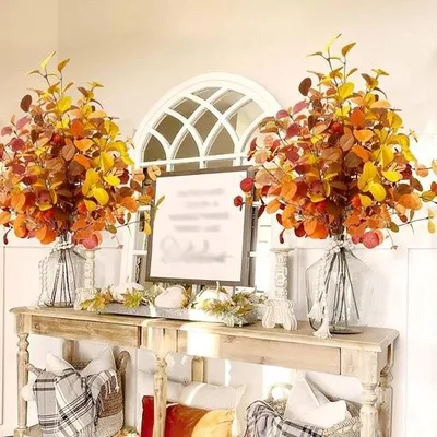Produktbild von Künstliche Eukalyptuspflanze für den Herbst – Herbstblumen – Künstliche Herbstpflanzen – Kürbisse – Beeren – Erntedankfest – Zuhause – Balkon – Garten – 70