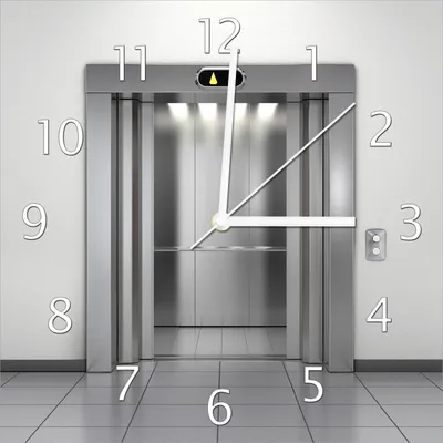 Produktbild von Wallario Design Wanduhr Fahrstuhl aus Echtglas, Größe 30 x 30 cm