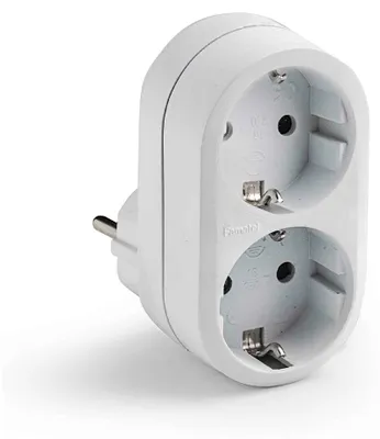 Produktbild von Famatel Doppelsteckeradapter Weiß Weiß One Size