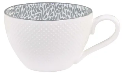 Produktbild von Chic Antique Tasse ARÉS Weiß Innenseite mit Muster in Grau 470 ml Porzellan