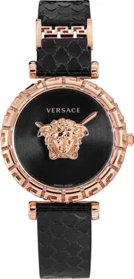 Produktbild von Versace VEDV00719 Palazzo Empire Greca roségold schwarz Leder Damen Uhr NEU