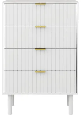 Zdjęcie produktu dla Komoda z 4 szufladami, kolor biały, wymiary 60x34x94 cm, blat imitujący marmur