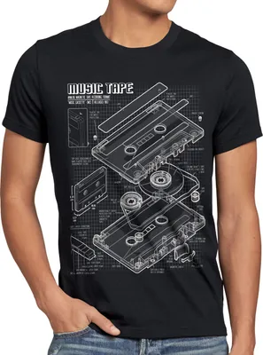 Produktbild von style3 Tape Blaupause Herren T-Shirt dj musikkassette turntable retro