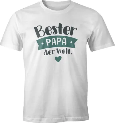 Produktbild von Herren T-Shirt Geschenk Papa Väter Aufdruck Spruch Bester Papa der Welt Danke sagen Moonworks® Bester Papa Petrol weiß L