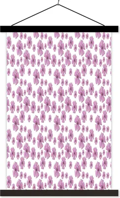 Produktbild von MuchoWow® Textilposter Blumen - Lila - Collage 40x60 cm mit schwarzem Rahmen - Wanddekorationen