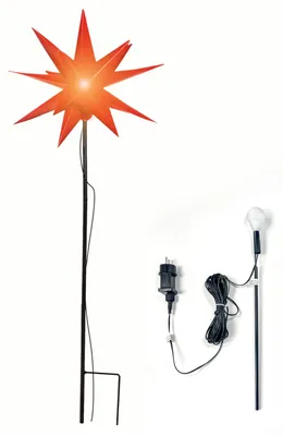 3D-LED-Stern Ø 57 cm, 18 Spitzen, warmweiß, Timer, IP44