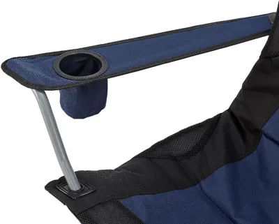 Produktbild von Juskys Campingstuhl Lido mit Getränkehalter & Tasche - Camping Klappstuhl gepolstert - Faltstuhl Angelstuhl Strandstuhl Chair - Stuhl Blau