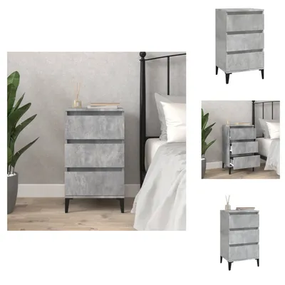 Imagen del producto de vidaXL Mesita de noche, color gris hormigón, 40x35x70 cm, material de madera. - Mesitas de noche
