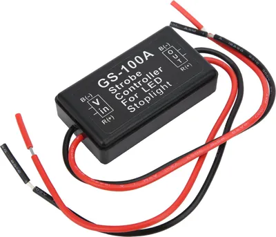 Imagen del producto de Controlador estroboscópico para luces de freno, módulo de control de parpadeo LED de plástico, modelo GS-100A, 12-24 VDC