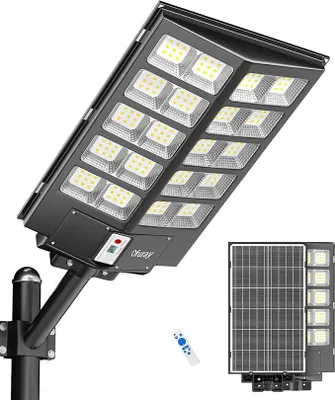Productafbeelding van Zonne-straatlamp voor buiten, zonnepanelen met bewegingssensor, 6500K superheldere LED zonnestralers voor buiten met afstandsbediening, IP67 waterdichte zonnelamp voor tuinen, garages