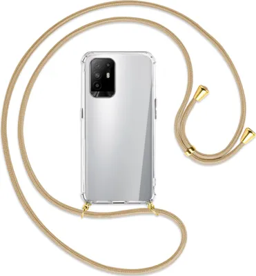 Produktbild von Handykette Backcover-Schutzhülle mit Band (Metall goldfarben) für Oppo A94 5G / F19 Pro+ 5G - caramel