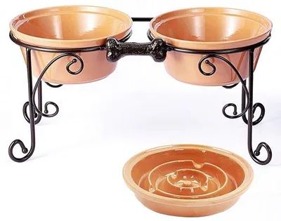 Produktbild von Hochwertige Hundestange, Wasser- und Futternapfhalter, Futternapf, Futternapfstation für mittelgroße und große Hunde, doppelter Futternapfstand, Hundestange