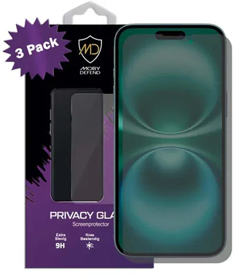 Produktbild von MobyDefend 3er-Pack HD Privacy Displayschutzglas - kompatibel mit iPhone 16 Plus - Gehärtetes Glas